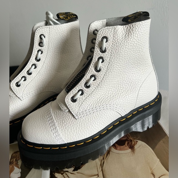 Dr. Martens White Leather Women's Boots - Picture 7 of 8